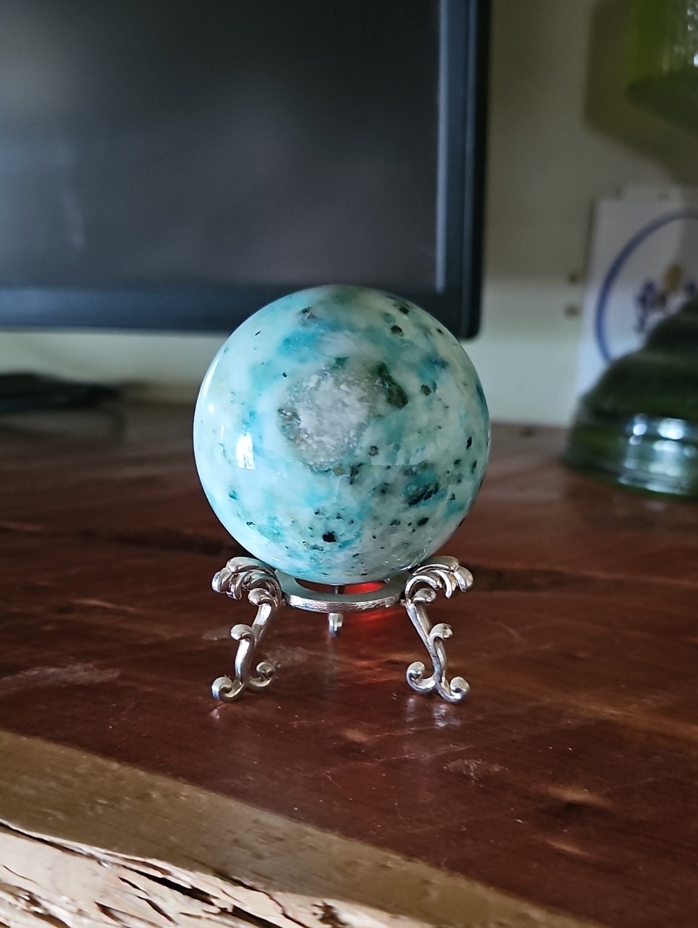 Turquoise Green Decorative Crystal Sphere